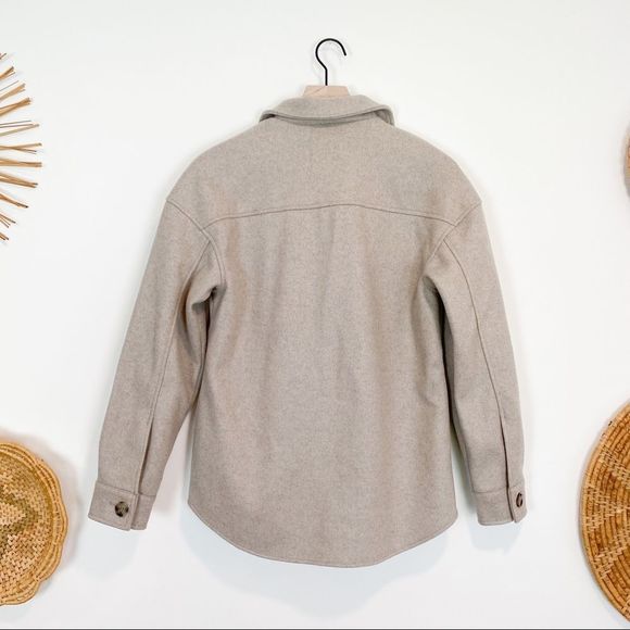 Anthropologie Avec Les Filles Oat Melange Oversized Faux Wool Shacket NWOT XS-S - Picture 6 of 8